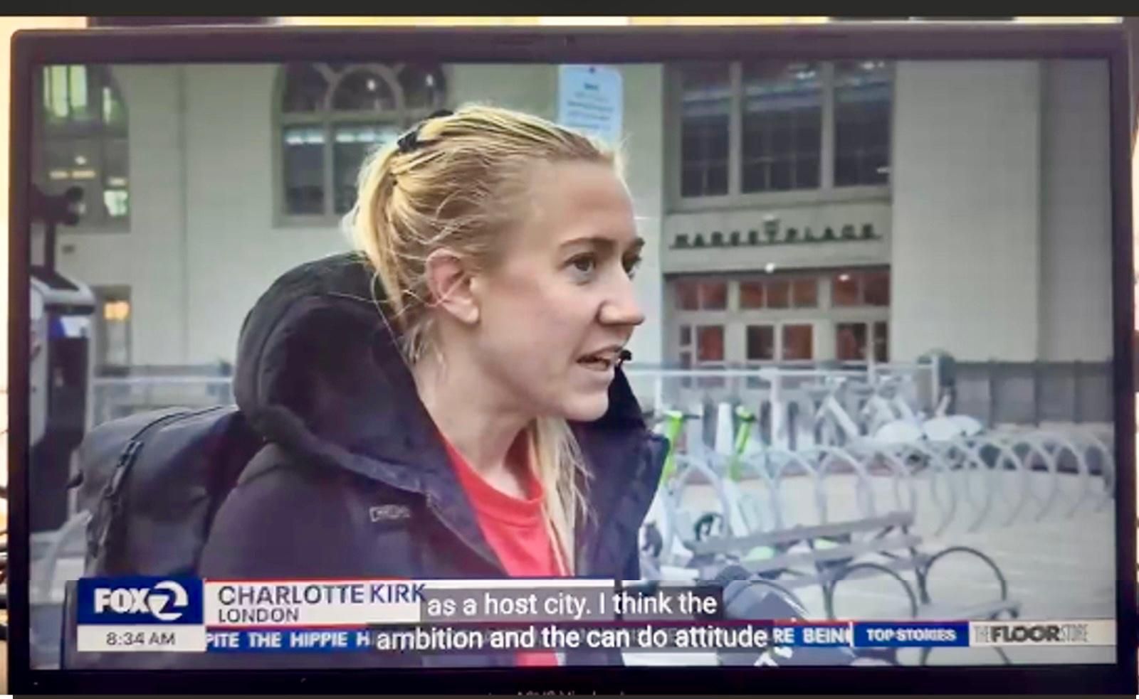 Charlotte Kirk interviewed live on KTVU Fox 2 for San Francisco Climate Week